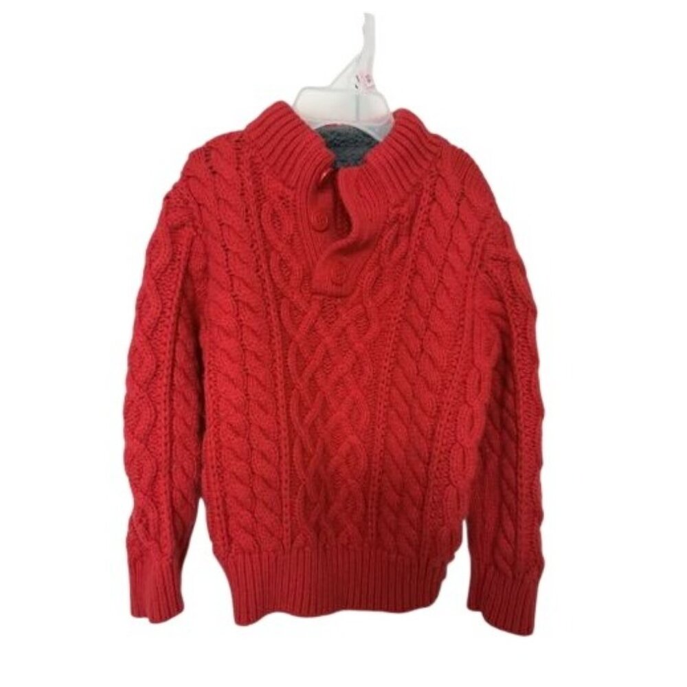 Baby Gap Cable Knit Sweater Red Toddler 4 Years Cotton Blend Pullover Outdoor